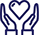 two hands holding a heart blue icon